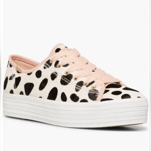 Keds X Kate Spade New York Calf Hair Triple Kick Oversized Dot  Leather Sneakers